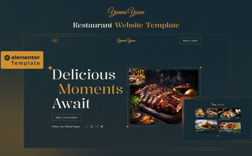 Yummiyaam - One Page Restaurant Elementor Web