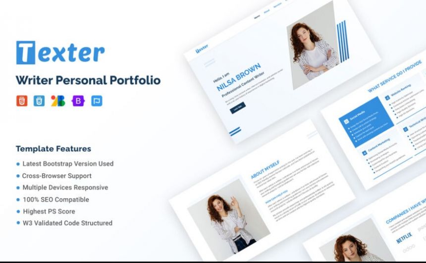 Responsive One Page Template for Writers & Fr
